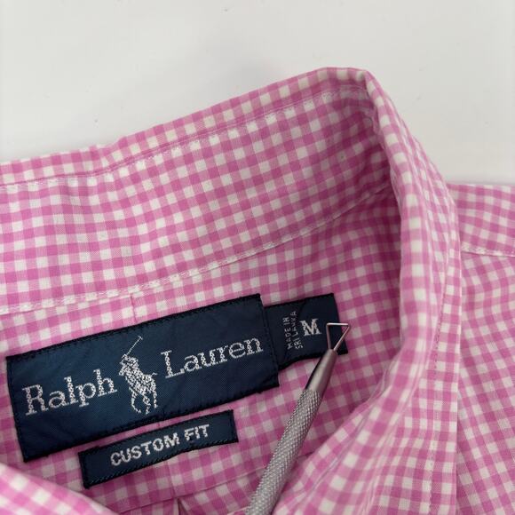 Ralph Lauren Medium Pink White Gingham Check Button Down Long Sleeve Shirt - Picture 2 of 5